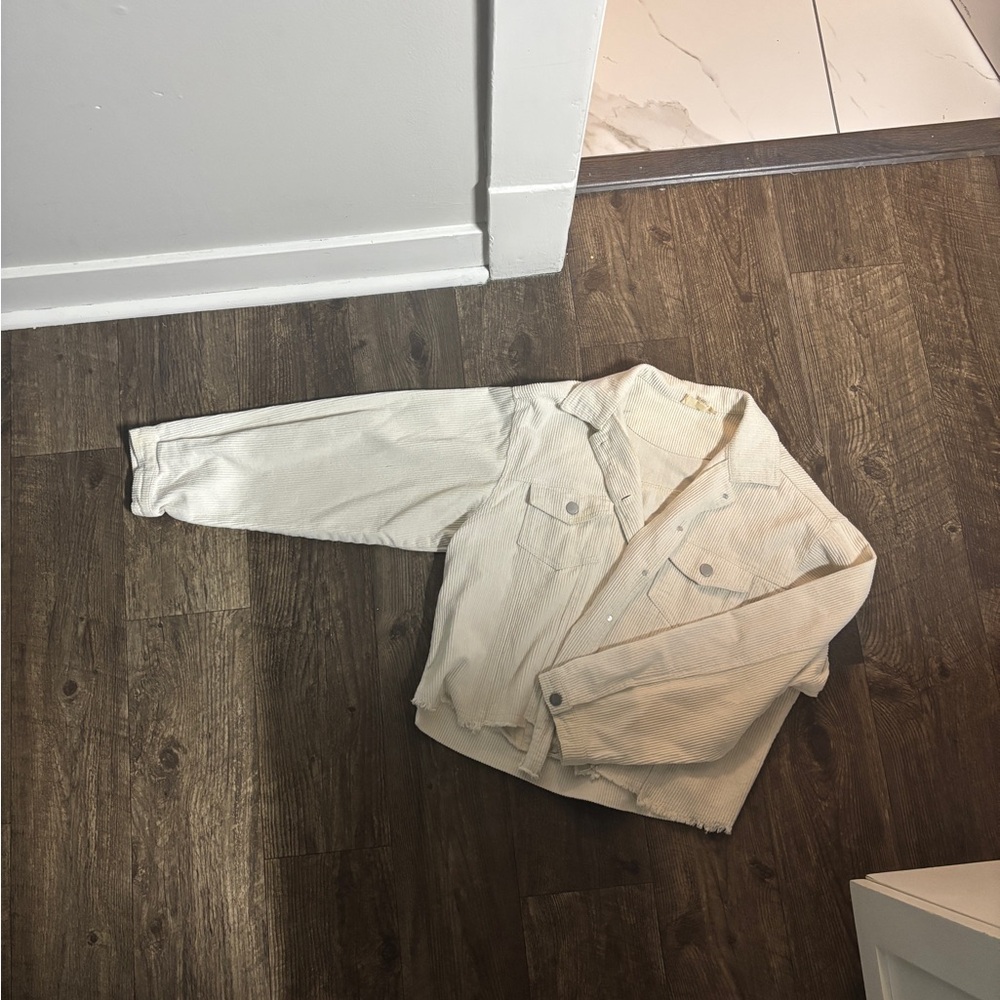 Altar'd State Cream Corduroy Button Jacket